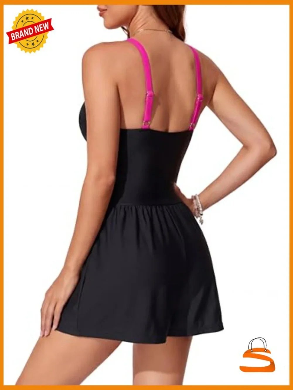 Swim Romper with Shorts Tummy Control One Piece Full Coverage Bathing Suit